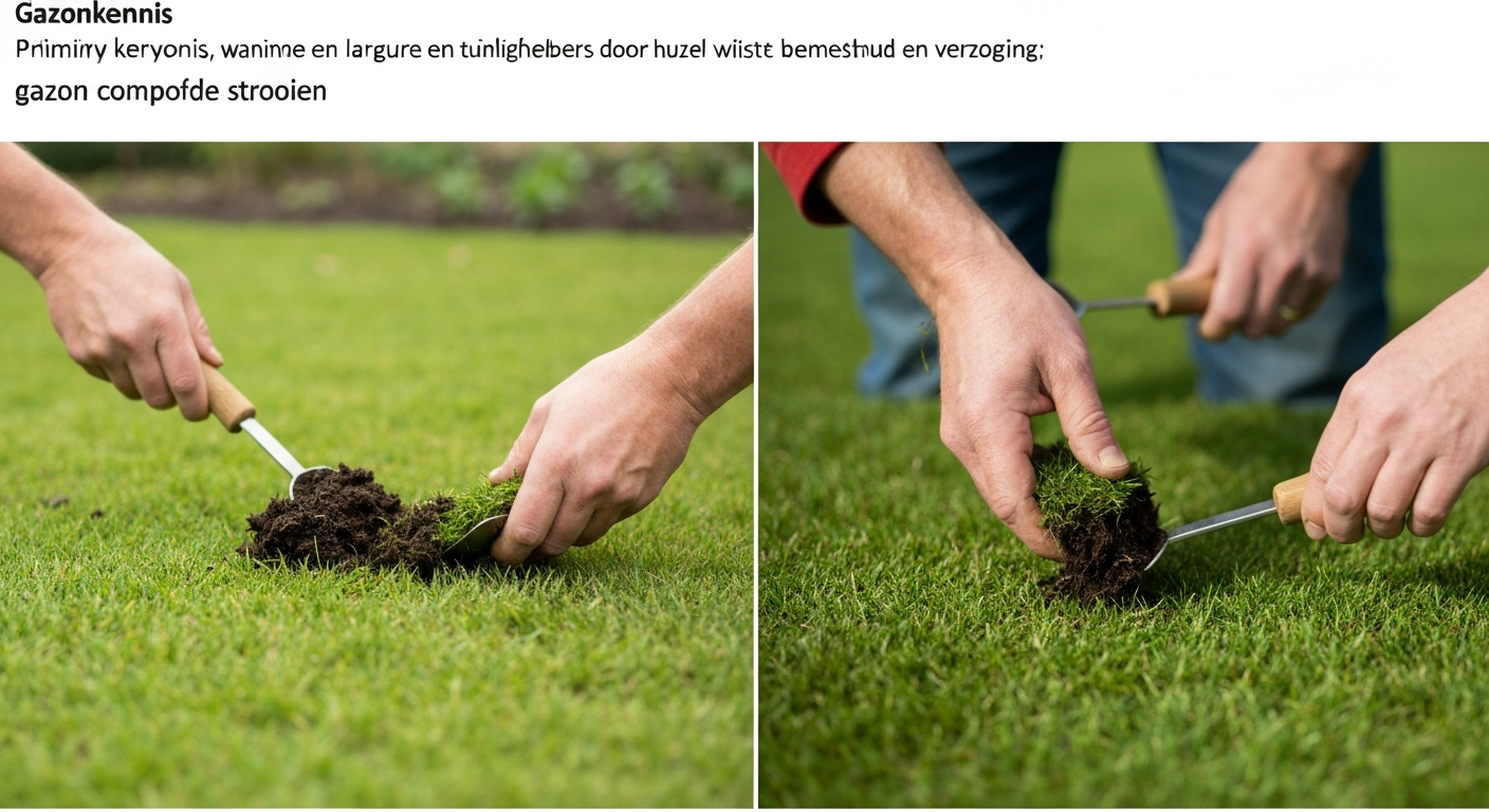 compost over gazon strooien